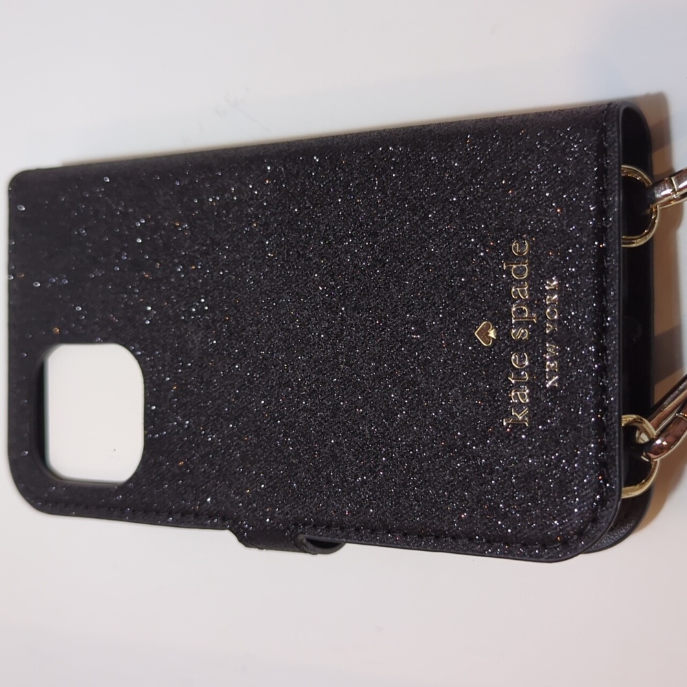 kate spade iPhone 12 MINI Magnetic Wrap Folio on a Removeable Chain Black NEW